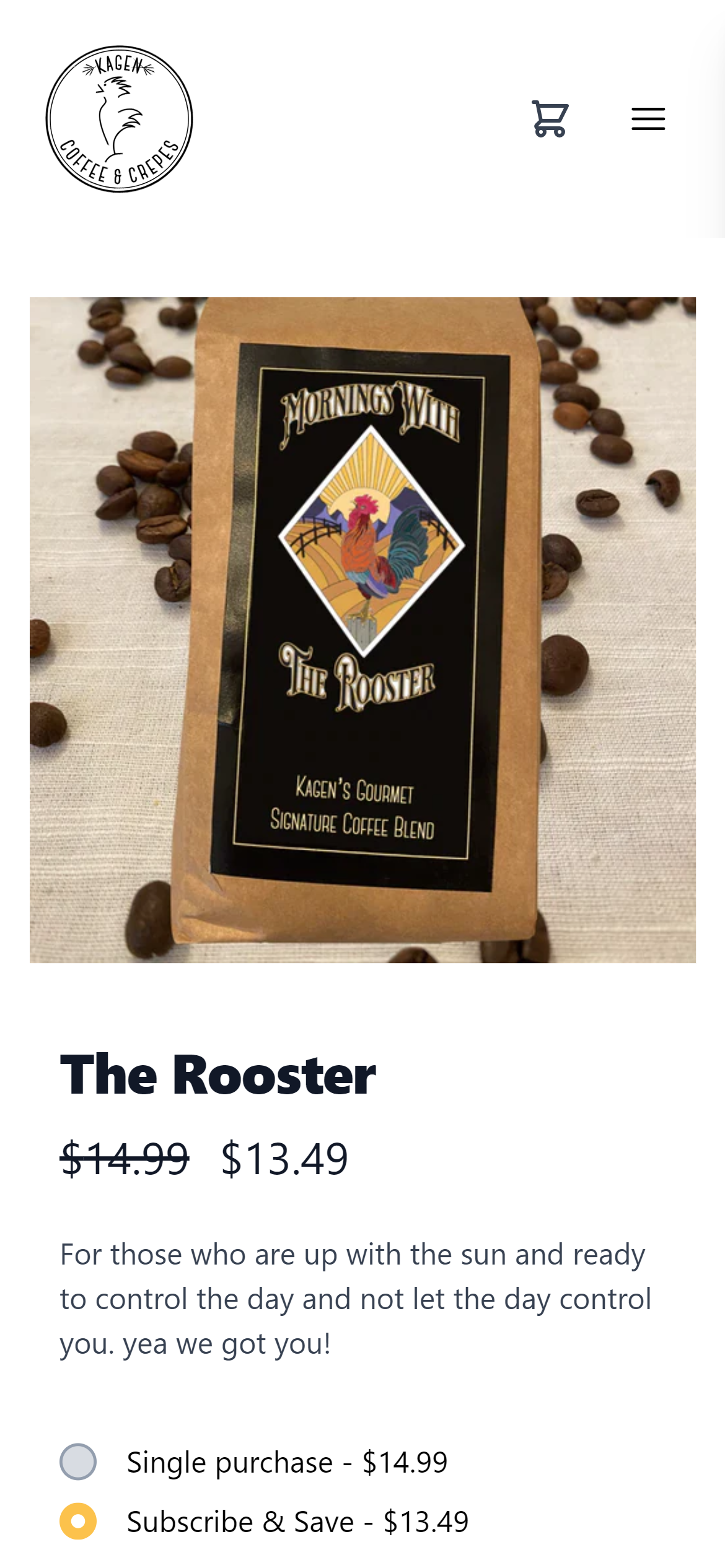 Simple e-commerce store on mobile